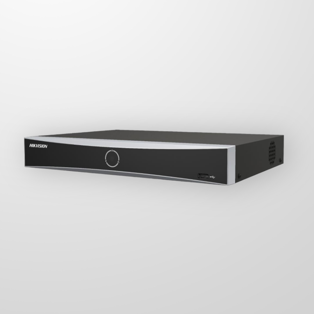 NVR 12 Megapixel (4K) / 16 canales IP / AcuSense (Evita Falsas Alarmas) / Reconocimiento Facial / 2 Bahías de Disco Duro / HDMI en 4K / Sin Puertos PoE+ / Alarmas I/O